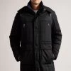 Ted Baker Long Skegby Black Quilted Jacket