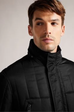 Ted Baker Long Skegby Black Quilted Jacket -Fashion Men Shop D40242s3