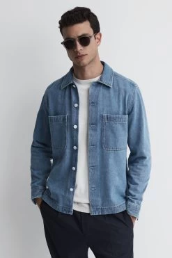Reiss Colarado Washed Denim Button Down Shirt