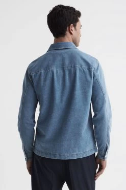 Reiss Colarado Washed Denim Button Down Shirt -Fashion Men Shop D42 819s5