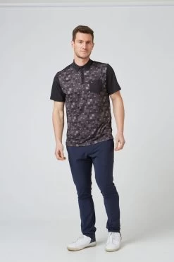 Original Penguin Golf Checkerboard Oxford Colourblock Black Polo Shirt