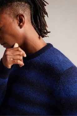 Ted Baker Abulti Blue Regular Striped Crew Neck Sweater 12 Ted Baker Abulti Blue Regular Striped Crew Neck Sweater -Fashion Men Shop D44190s4