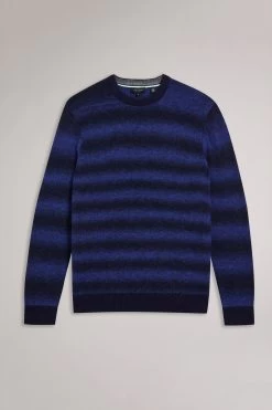 Ted Baker Abulti Blue Regular Striped Crew Neck Sweater 15 Ted Baker Abulti Blue Regular Striped Crew Neck Sweater -Fashion Men Shop D44190s7
