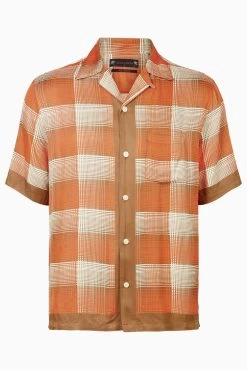 AllSaints Orange Suburus Short Sleeve Shirt -Fashion Men Shop D45979s6