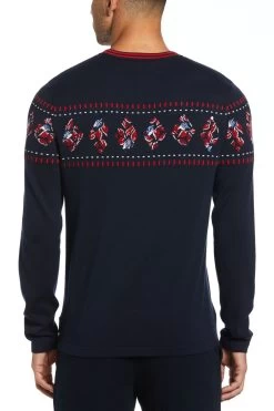 Original Penguin Dark Blue Sapphire Fairisle Pattern Sweater -Fashion Men Shop D48721s2
