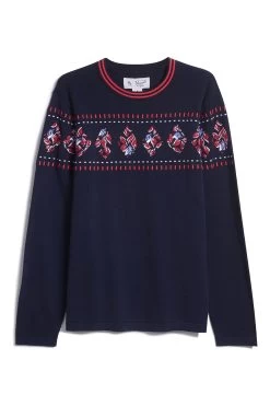 Original Penguin Dark Blue Sapphire Fairisle Pattern Sweater -Fashion Men Shop D48721s3