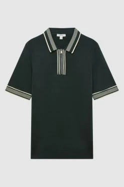 Reiss Regency Half-Zip Striped Polo Shirt -Fashion Men Shop D50 908s2