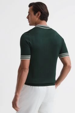 Reiss Regency Half-Zip Striped Polo Shirt -Fashion Men Shop D50 908s4
