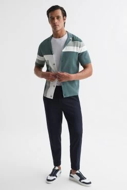 Reiss Suffolk Cuban Collar Colourblock Shirt -Fashion Men Shop D50 915s3