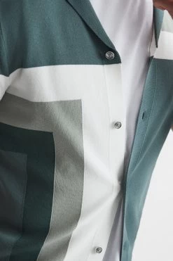 Reiss Suffolk Cuban Collar Colourblock Shirt -Fashion Men Shop D50 915s4