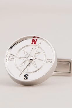 Ted Baker Founded Silver Tone Compass Cufflinks -Fashion Men Shop D54329s3
