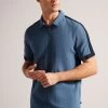 Ted Baker Blue Abloom Short Sleeve Regular Polo Shirt With Zip -Fashion Men Shop D54434s