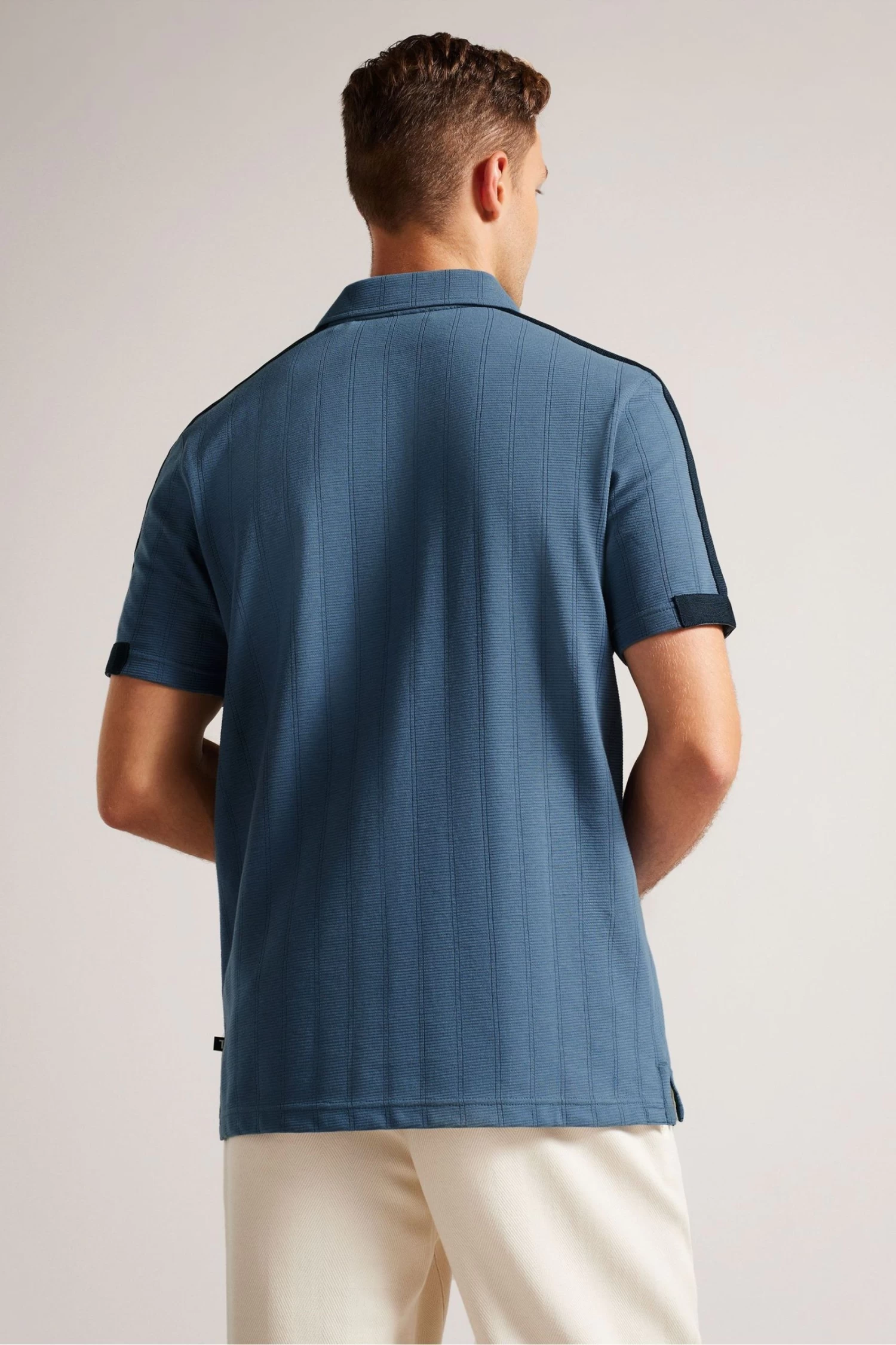 Ted Baker Blue Abloom Short Sleeve Regular Polo Shirt With Zip 4 Ted Baker Blue Abloom Short Sleeve Regular Polo Shirt With Zip - Image 2