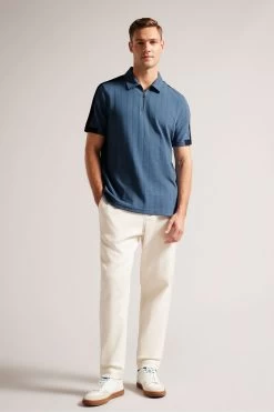 Ted Baker Blue Abloom Short Sleeve Regular Polo Shirt With Zip 11 Ted Baker Blue Abloom Short Sleeve Regular Polo Shirt With Zip -Fashion Men Shop D54434s3