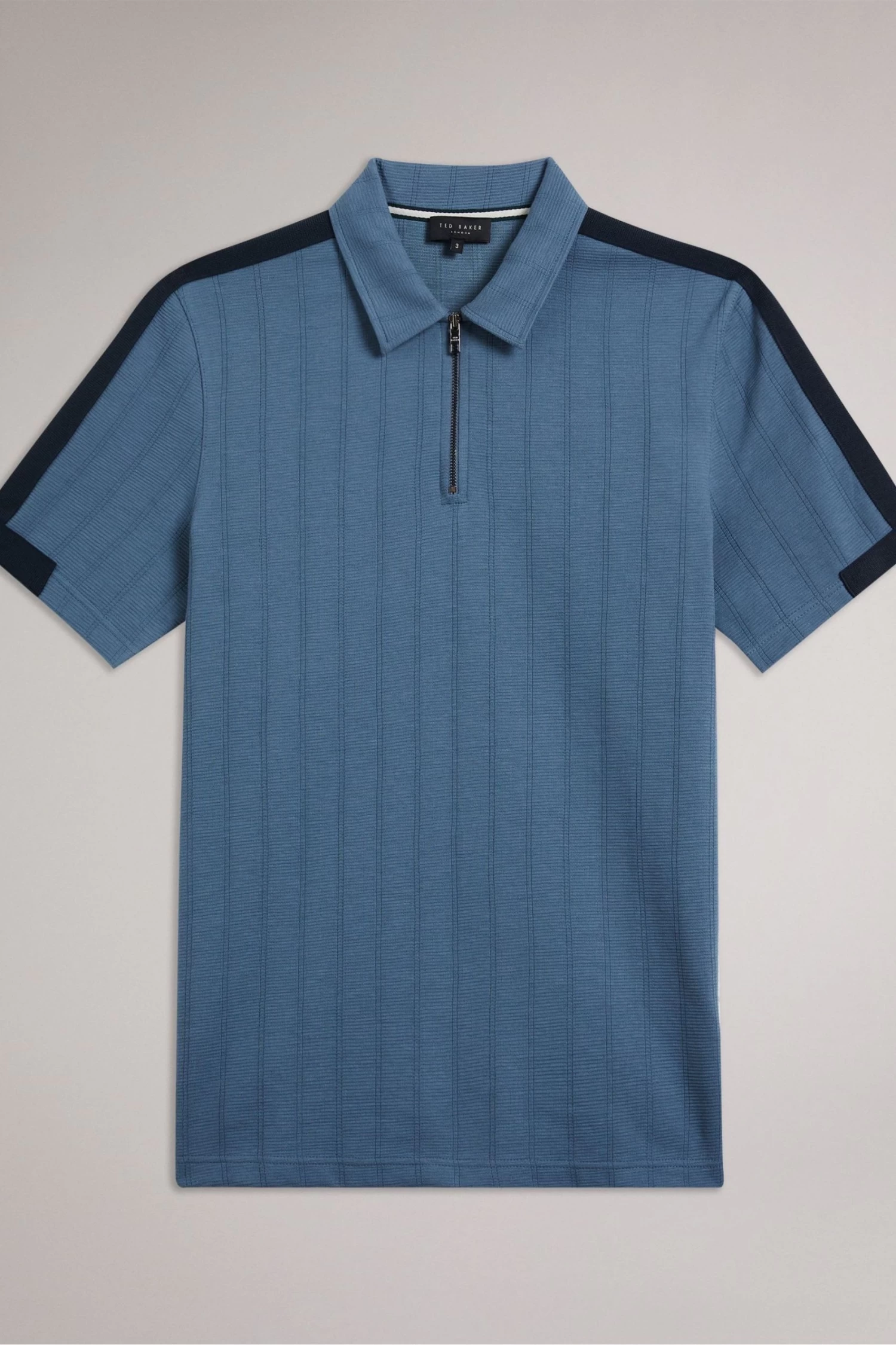 Ted Baker Blue Abloom Short Sleeve Regular Polo Shirt With Zip 9 Ted Baker Blue Abloom Short Sleeve Regular Polo Shirt With Zip - Image 7