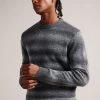 Ted Baker Grey Abulti Long Sleeve Regular Striped Crew Neck Jumper -Fashion Men Shop D54438s
