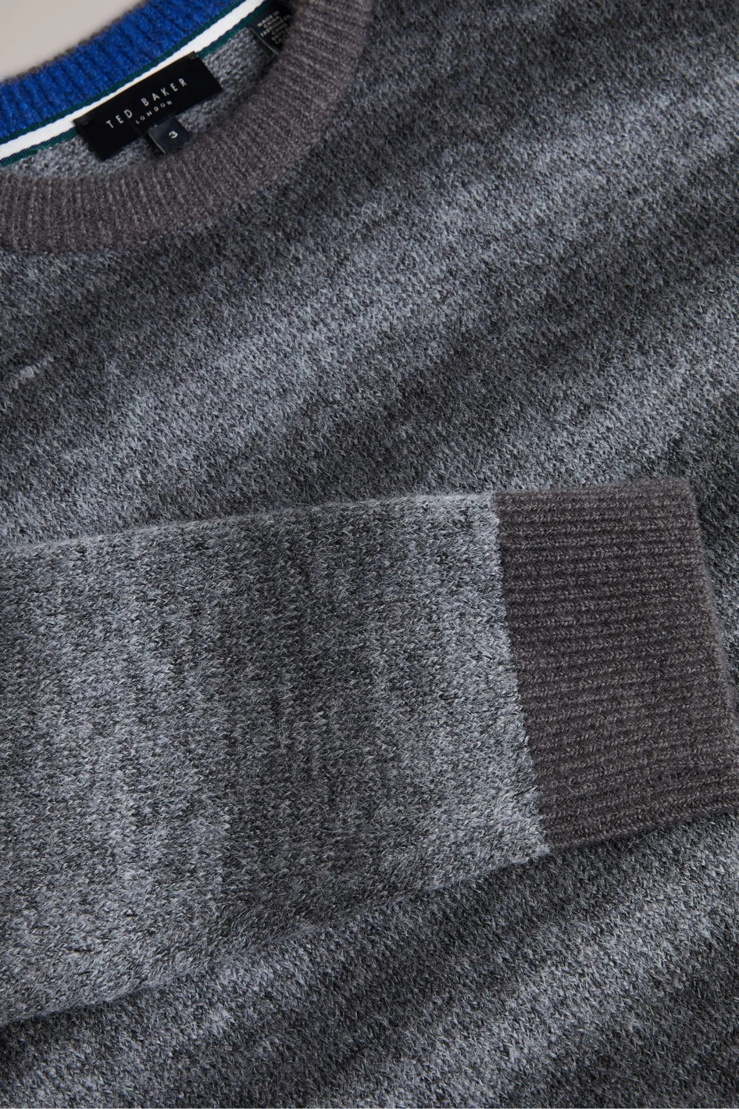 Ted Baker Grey Abulti Long Sleeve Regular Striped Crew Neck Jumper 8 Ted Baker Grey Abulti Long Sleeve Regular Striped Crew Neck Jumper - Image 6