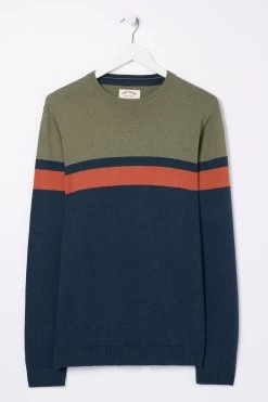 FatFace Braunton Chest Stripe Crew Jumper -Fashion Men Shop D60957s4