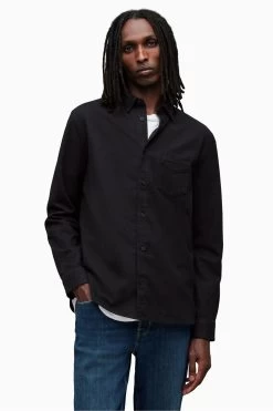 AllSaints Black Arden Long Sleeves Shirt