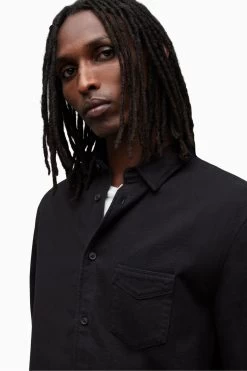 AllSaints Black Arden Long Sleeves Shirt -Fashion Men Shop D63281s4