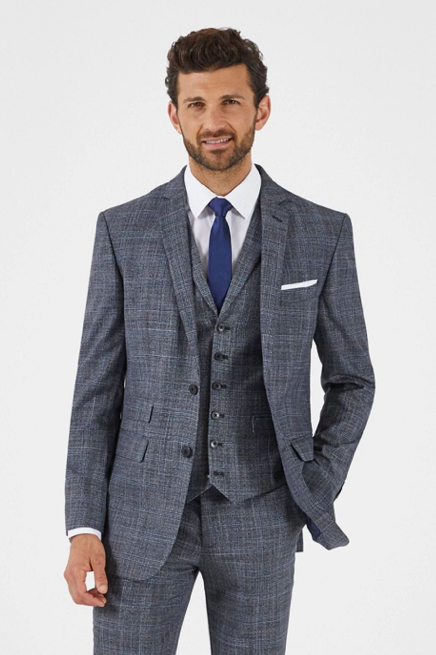 Skopes Acaro Grey Check Tailored Fit Sustainable Suit: Jacket 3 Skopes Acaro Grey Check Tailored Fit Sustainable Suit: Jacket
