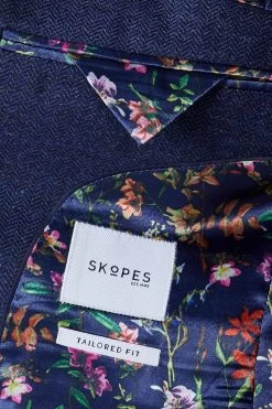 Skopes Jude Navy Blue Tweed Tailored Fit Suit Jacket -Fashion Men Shop D64 293s4