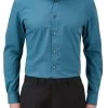 Skopes Blue Recycled Slim Fit Teal Formal Shirt -Fashion Men Shop D64 320s