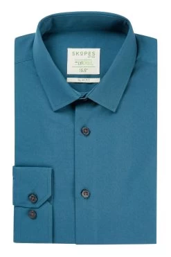 Skopes Blue Recycled Slim Fit Teal Formal Shirt 9 Skopes Blue Recycled Slim Fit Teal Formal Shirt -Fashion Men Shop D64320s4