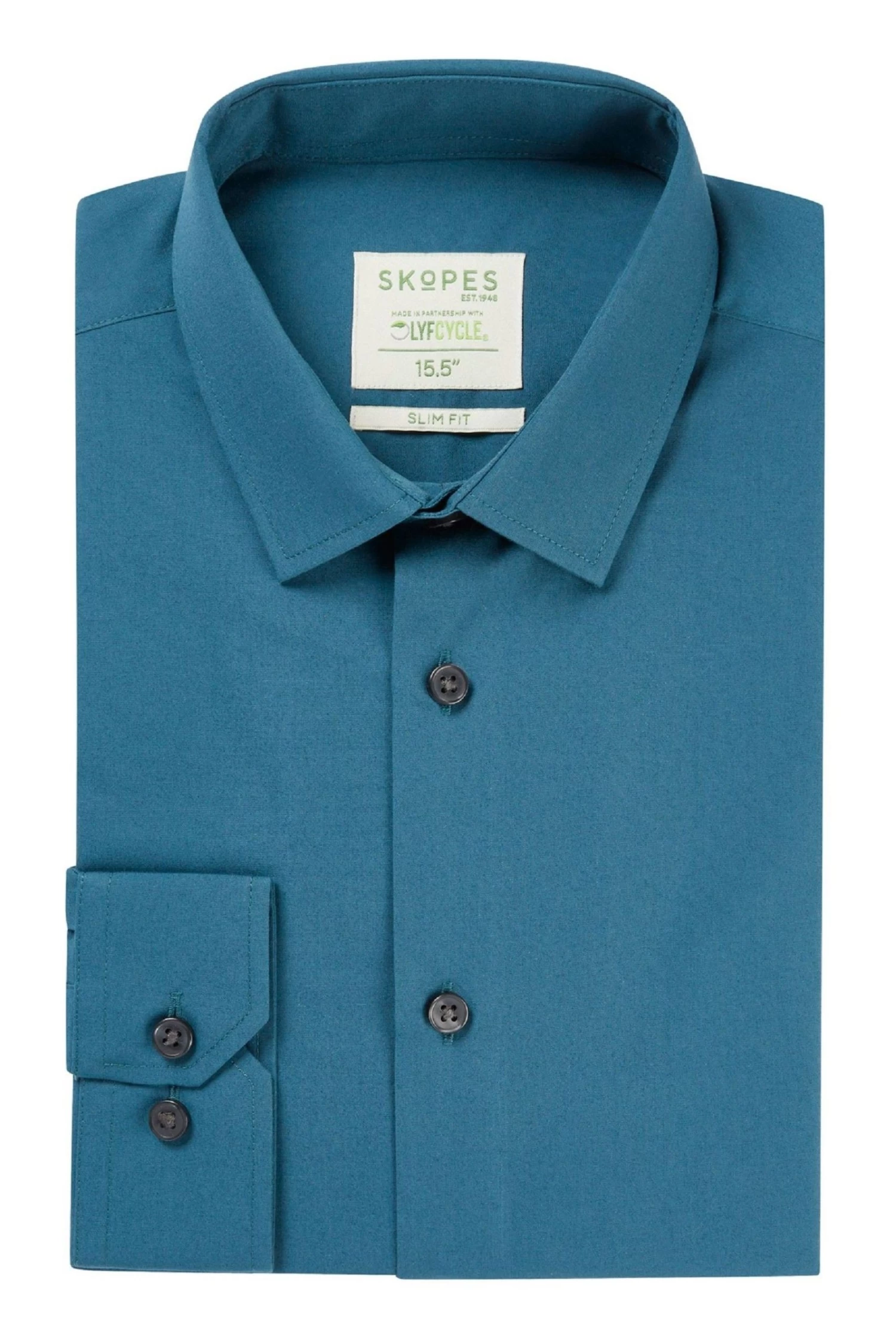 Skopes Blue Recycled Slim Fit Teal Formal Shirt 6 Skopes Blue Recycled Slim Fit Teal Formal Shirt - Image 4