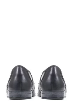 Pavers Black Wide Fit Leather Penny Loafers -Fashion Men Shop D64534s3