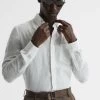 Reiss Queens Slim Fit Linen Oxford Shirt -Fashion Men Shop D65 825s