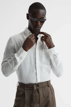 Reiss Queens Slim Fit Linen Oxford Shirt