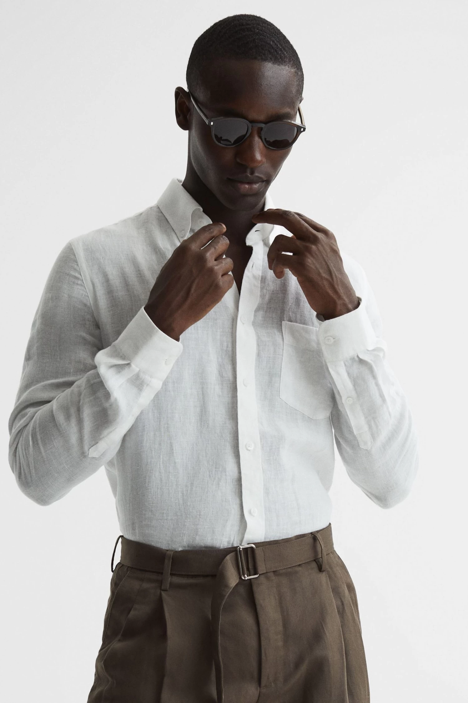 Reiss Queens Slim Fit Linen Oxford Shirt 3 Reiss Queens Slim Fit Linen Oxford Shirt