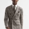 Reiss Alfredo Slim Fit Double Breasted Prince Of Wales Check Blazer -Fashion Men Shop D65 852s