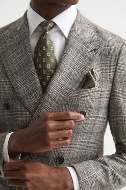 Reiss Alfredo Slim Fit Double Breasted Prince Of Wales Check Blazer -Fashion Men Shop D65 852s4