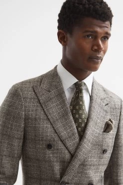 Reiss Alfredo Slim Fit Double Breasted Prince Of Wales Check Blazer -Fashion Men Shop D65 852s6