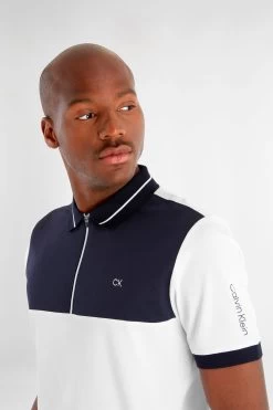 Calvin Klein Golf Whitman White Zipped Polo Shirt -Fashion Men Shop D68554s4
