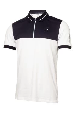 Calvin Klein Golf Whitman White Zipped Polo Shirt -Fashion Men Shop D68554s5