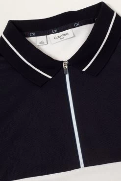 Calvin Klein Golf Whitman White Zipped Polo Shirt -Fashion Men Shop D68554s7