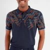 Calvin Klein Golf Blue Nashua Printed Polo Shirt -Fashion Men Shop D68560s