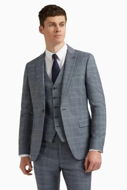 Ted Baker Tailoring Dusty Blue Tonal Check Slim Jacket