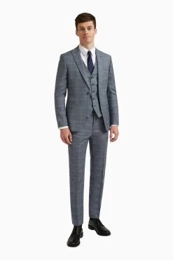 Ted Baker Tailoring Dusty Blue Tonal Check Slim Jacket -Fashion Men Shop D69 793s3