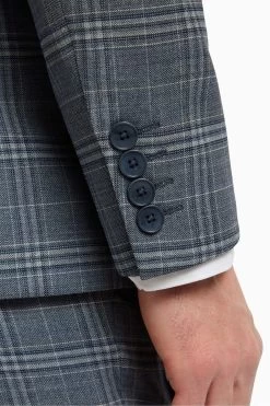 Ted Baker Tailoring Dusty Blue Tonal Check Slim Jacket -Fashion Men Shop D69 793s5