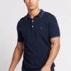 U.S. Polo Assn. Mens Blue Tipped Collar Pique Textured Short Sleeve Polo Shirt -Fashion Men Shop D69168s