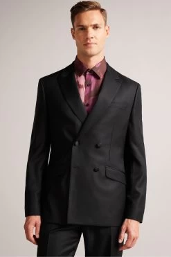 Ted Baker Lagan Black Slim Fit Double Breasted Suit: Jacket