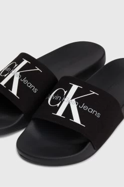 Calvin Klein Black Monogram Slides