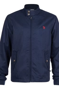 U.S. Polo Assn. Mens Blue Cotton Twill Harrington Jacket -Fashion Men Shop D72520s4