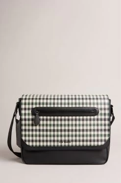 Ted Baker Blue Portrey House Check Pu Messenger Bag