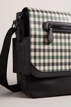 Ted Baker Blue Portrey House Check Pu Messenger Bag -Fashion Men Shop D73562s3