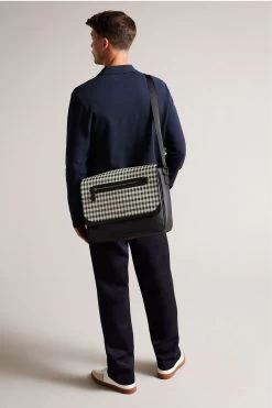 Ted Baker Blue Portrey House Check Pu Messenger Bag -Fashion Men Shop D73562s5